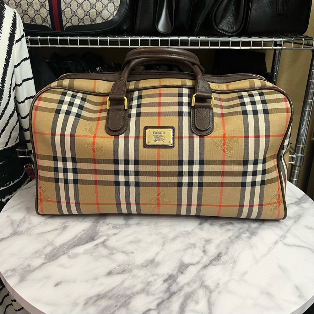 Burberry Beige and Brown Travel Bag